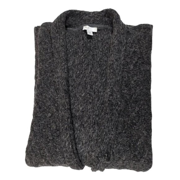 J. Jill Sweater Cardigan Open-Front Cotton Alpaca Long Chunky Knit Gray Medium - Picture 3 of 11
